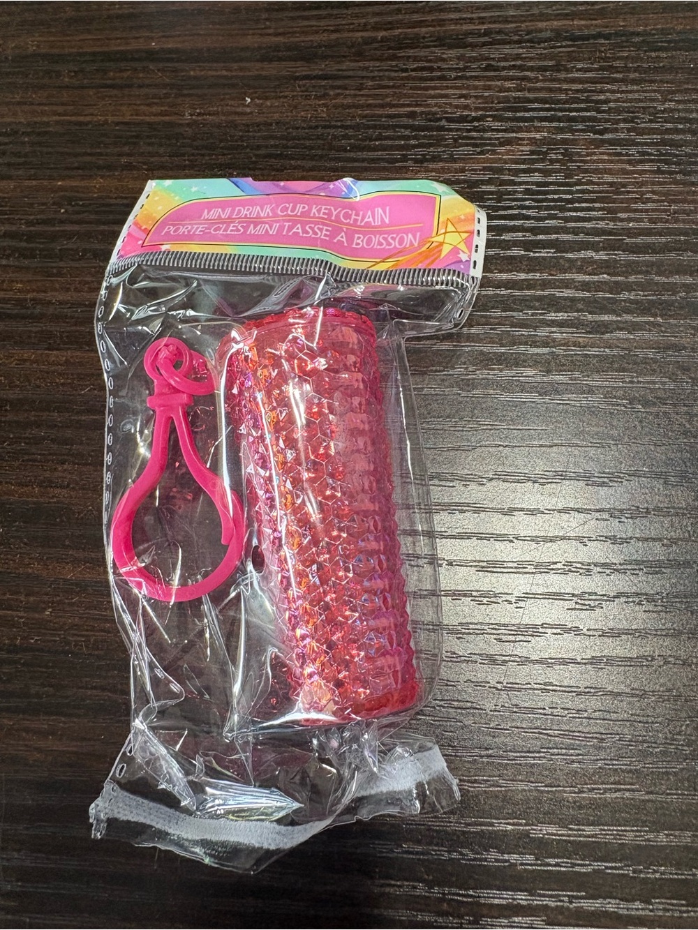 Pink Mini Drink Cup Keychain - Sparkle Card Holder